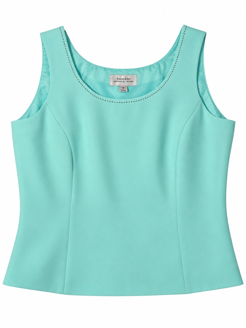 Tahari Scoop Neck Tank Top in Aqua Green size 16